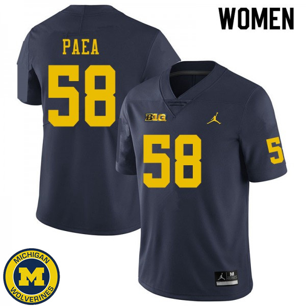 Women's Michigan Wolverines #58 Phillip Paea Navy Stitched Football Jersey